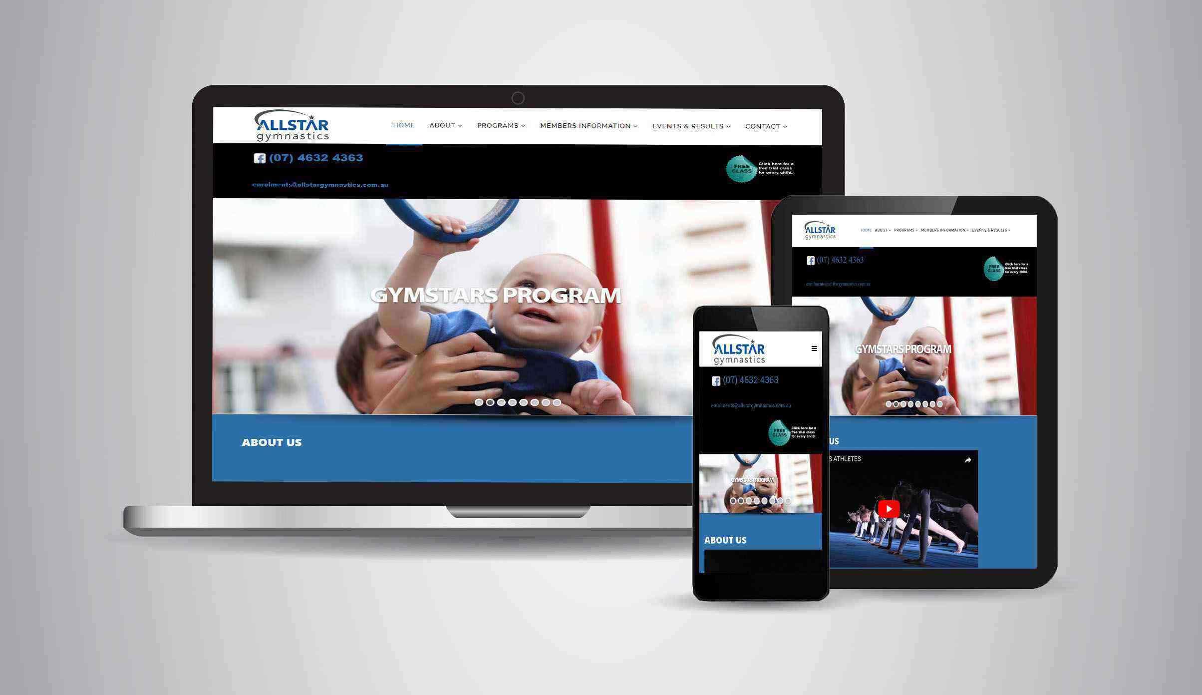 Allstar Gymnastics - Website Designer Brisbane Portfolio